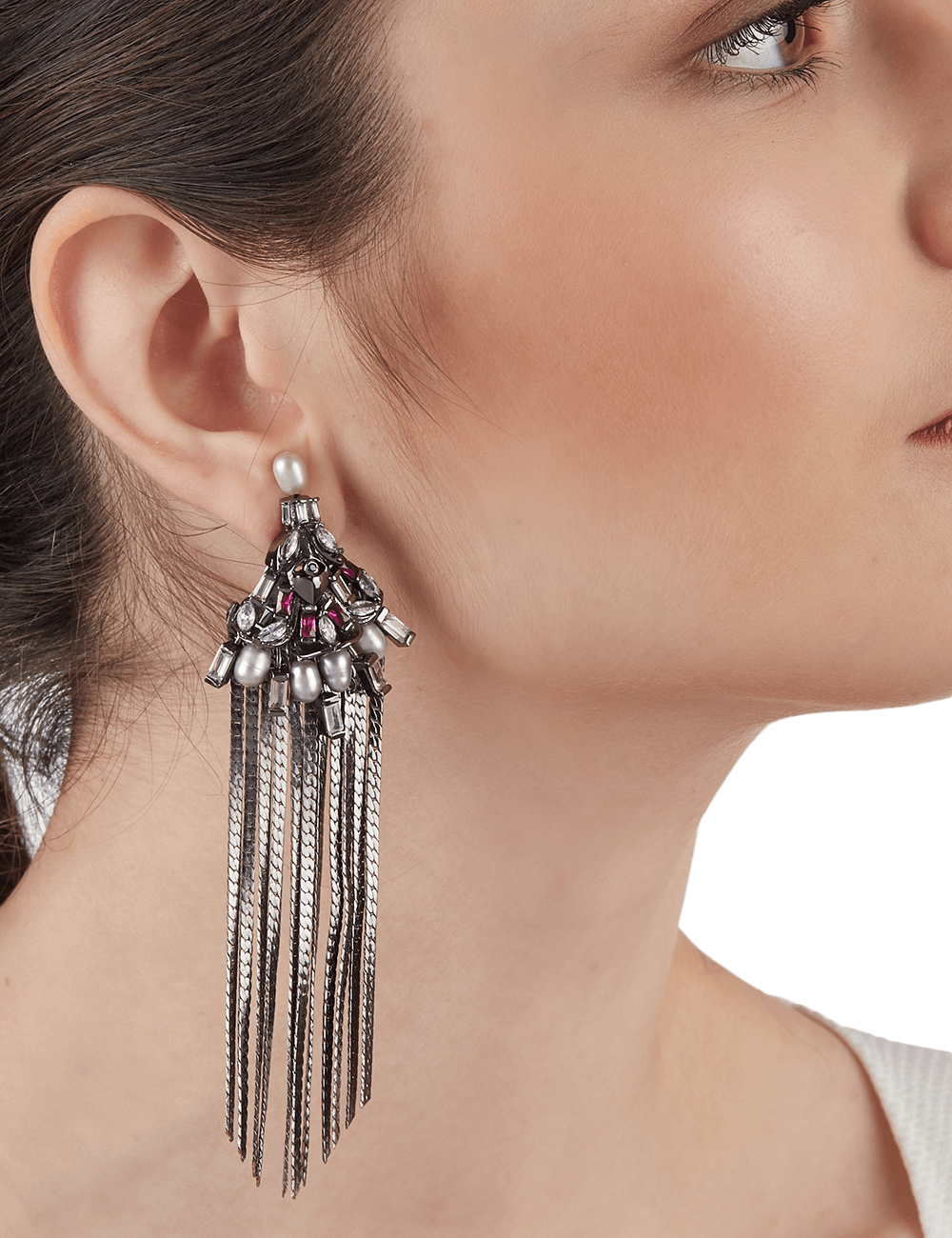 Pretty flowing long knot pattern metal tassel earrings in gold and sil –  www.soosi.co.in