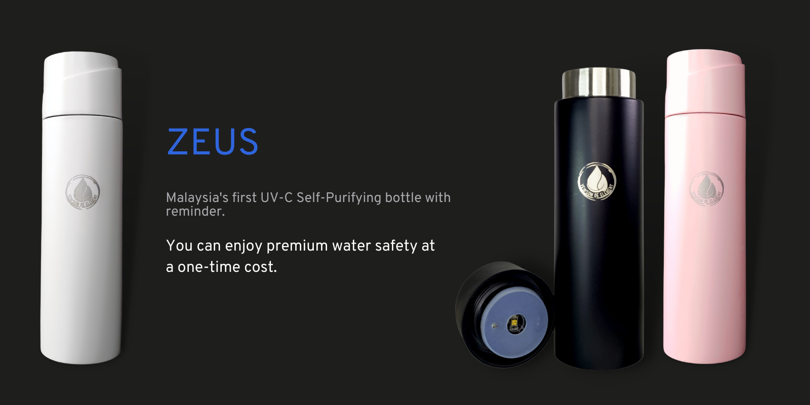 YDE Zeus Bottle - Malaysia's first UV-C Self-Purifying bottle with reminder.