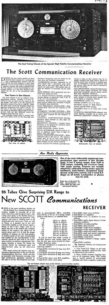 EH Scott Special Communications Receiver Built For Ernest H. Scott ...