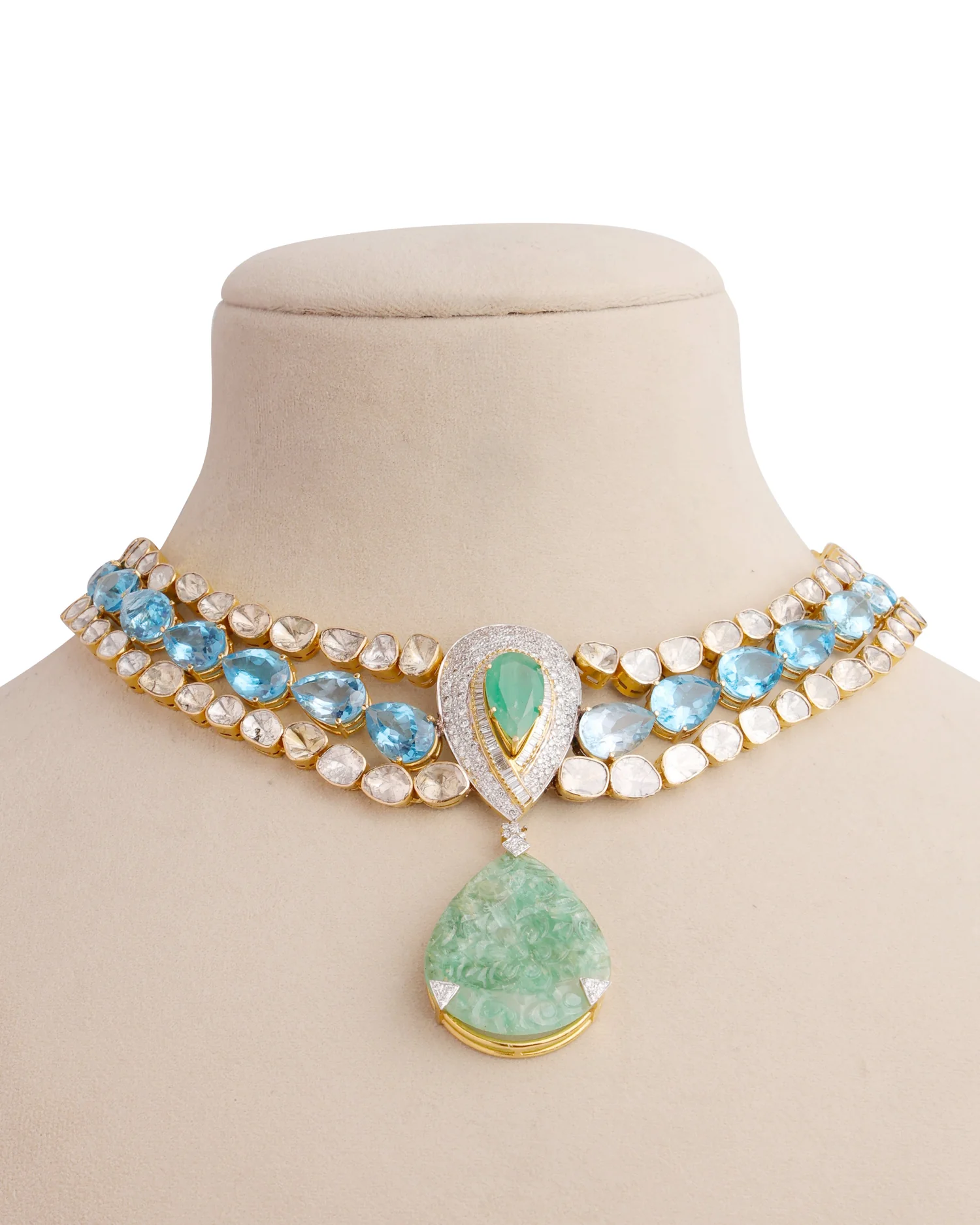 Bhavana Polki And Diamond Long Necklace