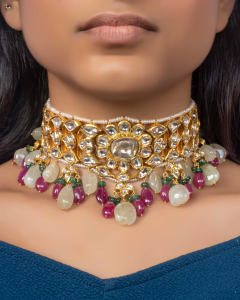 Jadau Choker for Asymmetrical Neckline