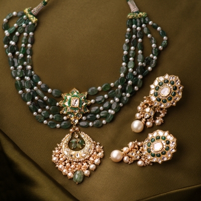beaded polki jewellery
