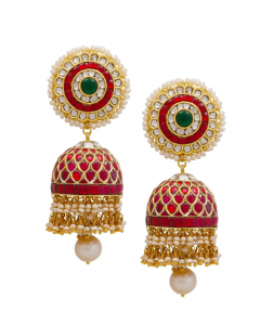 jhumka earrings for banarasi saree