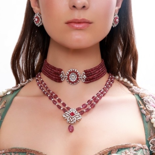 layered diamond necklace set