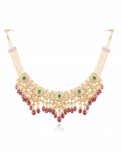 polki necklace for banarasi saree