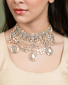 polki necklace for collar neck outfit