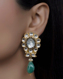drop earrings for off-shoulder dress