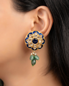 gemstone earrings for off-shoulder dress