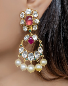 Polki Earrings for One Piece dress