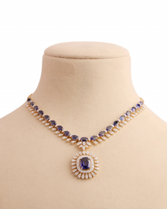 blue stone long necklace