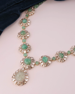 green stone long necklace