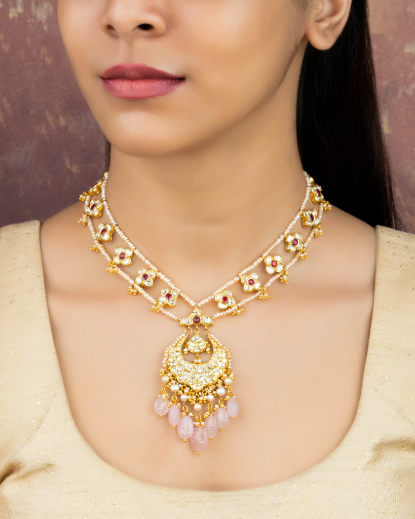 pink long necklace