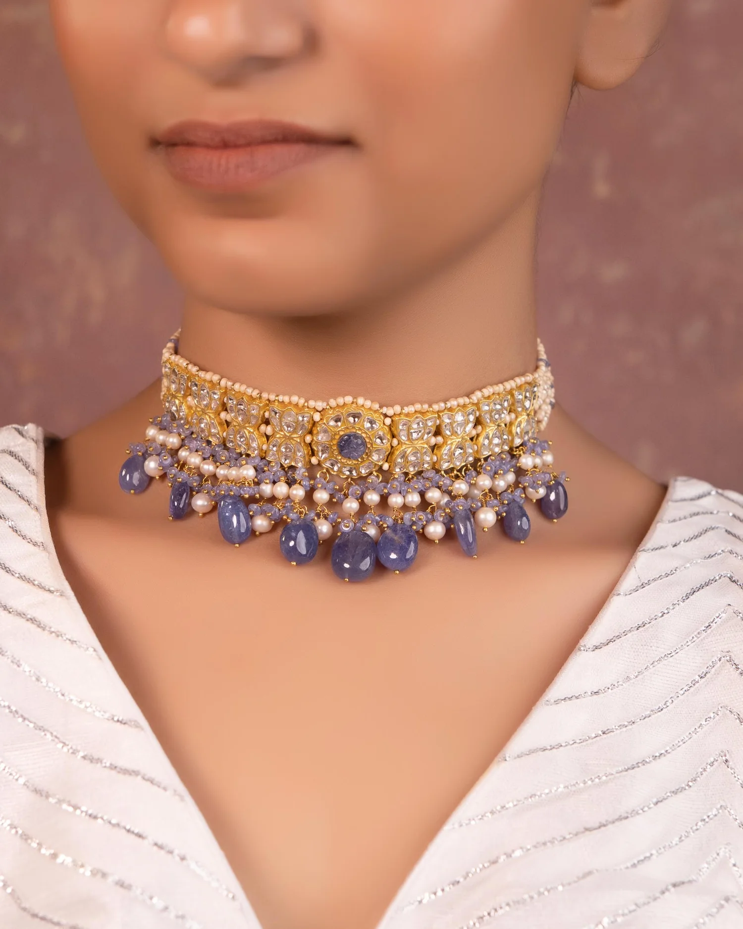 wearing choker only