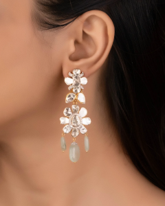 mixed metal diamond earrings