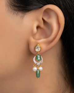 Emerald polki drops for anarkali dress