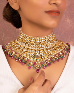 Jadau Polki Choker for wedding lehenga