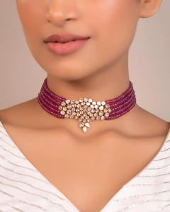 Polki Bead Choker for Saree