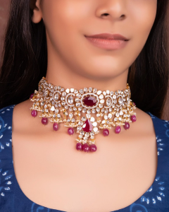 choker necklace for Silk saree
