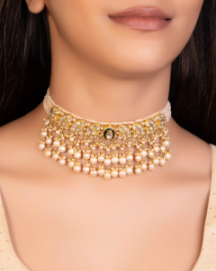 diamond choker set for wedding gown