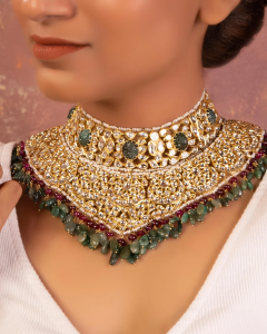 heavy bead choker for bridal lehenga