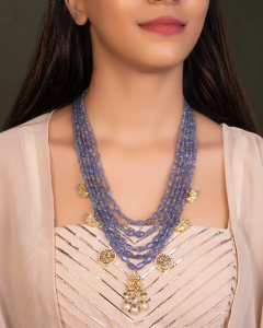 layered bead necklace for saree
