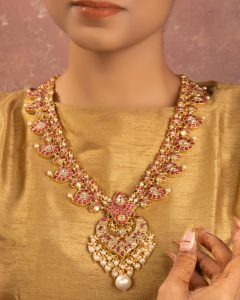 polki long necklace for saree