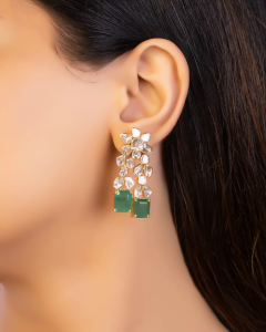 Emerald Drop Earrings for Red outfit