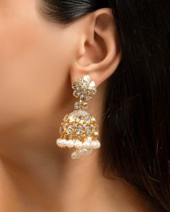 Pearl Jhumkas for bodycon dress