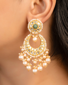 Polki Statement Earrings for white dress
