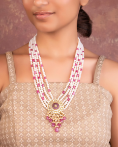 bead pendant set for half-saree
