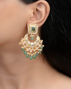 chandbali earrings for kerala saree