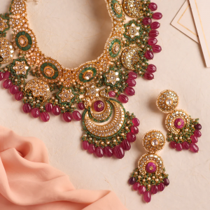 emerald-ruby jewellery for kerala saree