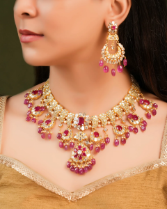 gemstone jewellery for white dress