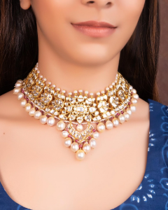 jadau necklace for long neckline