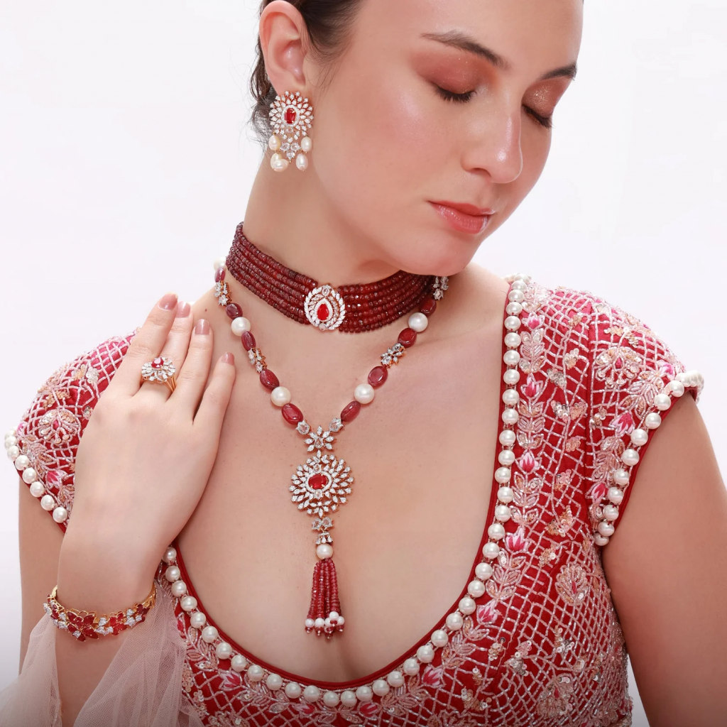jewellery for red bridal dress
