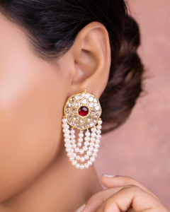 pearl polki studs for indo-western dress