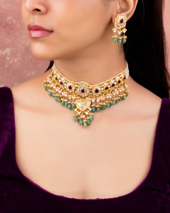 polki choker for black saree