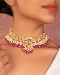 polki choker for long neck dress