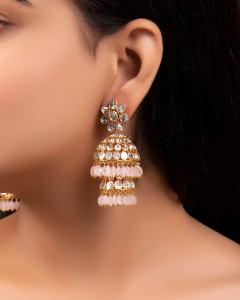 polki jhumka earrings for saree