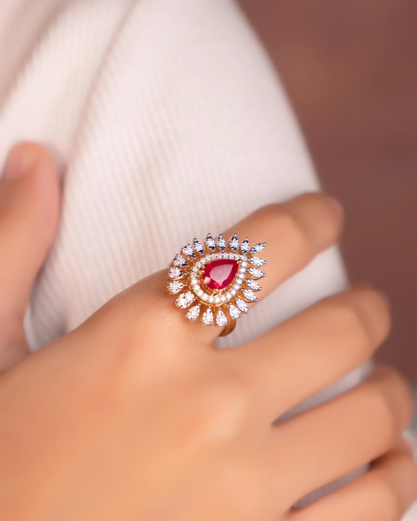 ruby ring for half-saree