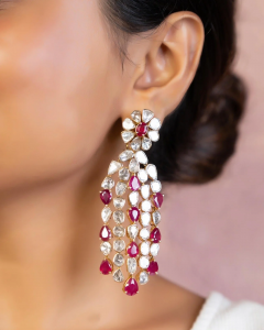 shoulder-grazing earrings for indo-western dress