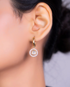 diamond fusion earrings for half saree
