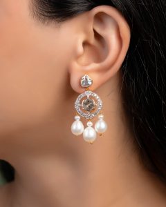 pearl polki earrings
