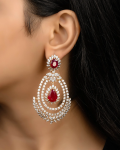 ruby danglers for half saree