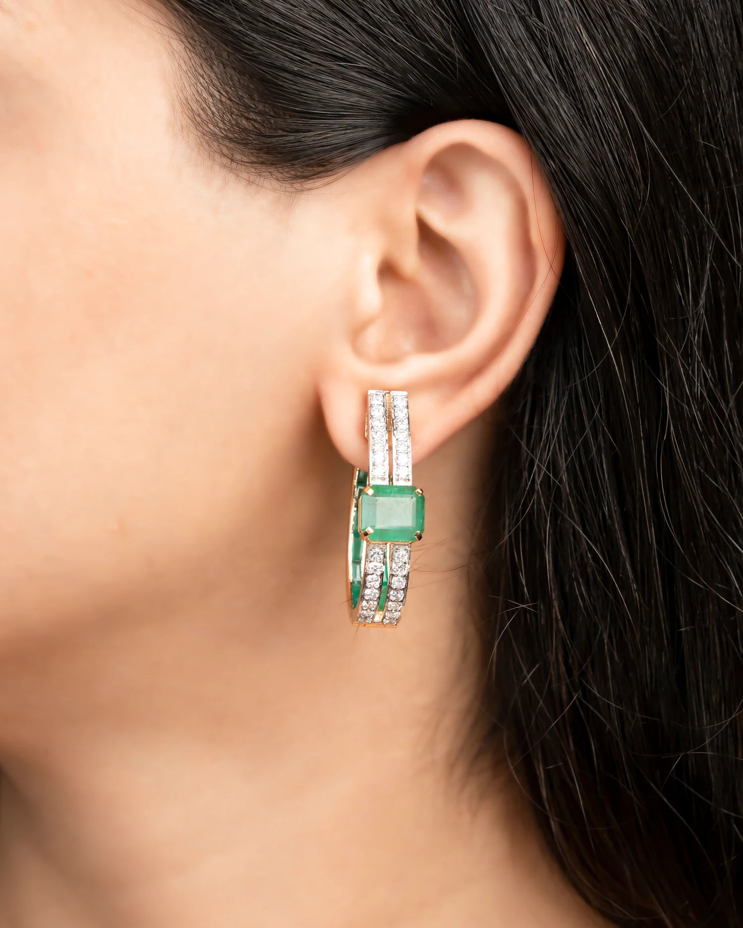 Emerald Hoop Earrings