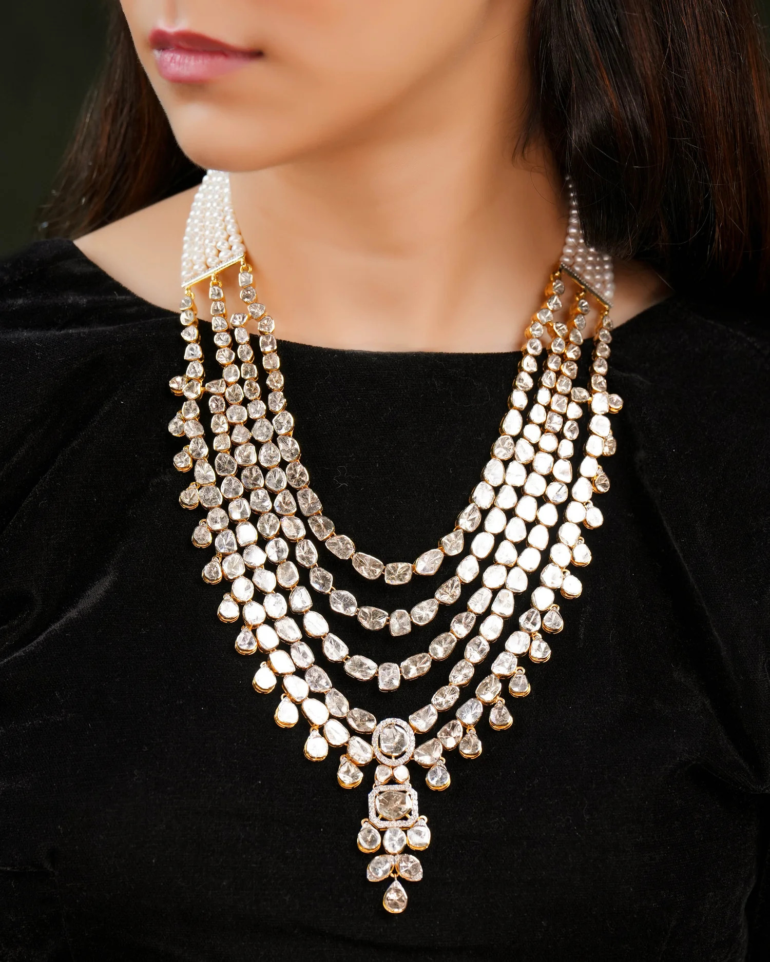 layered necklace for black dress