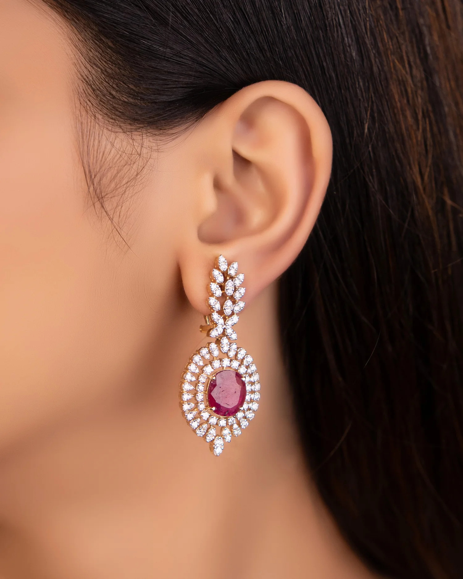 ruby earrings for blue dress