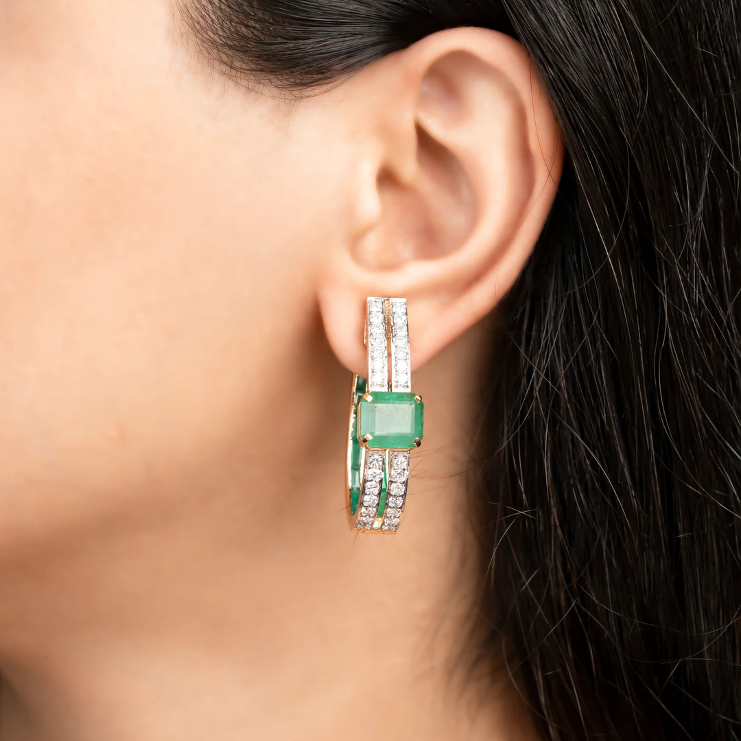 Emerald Hoop Earrings