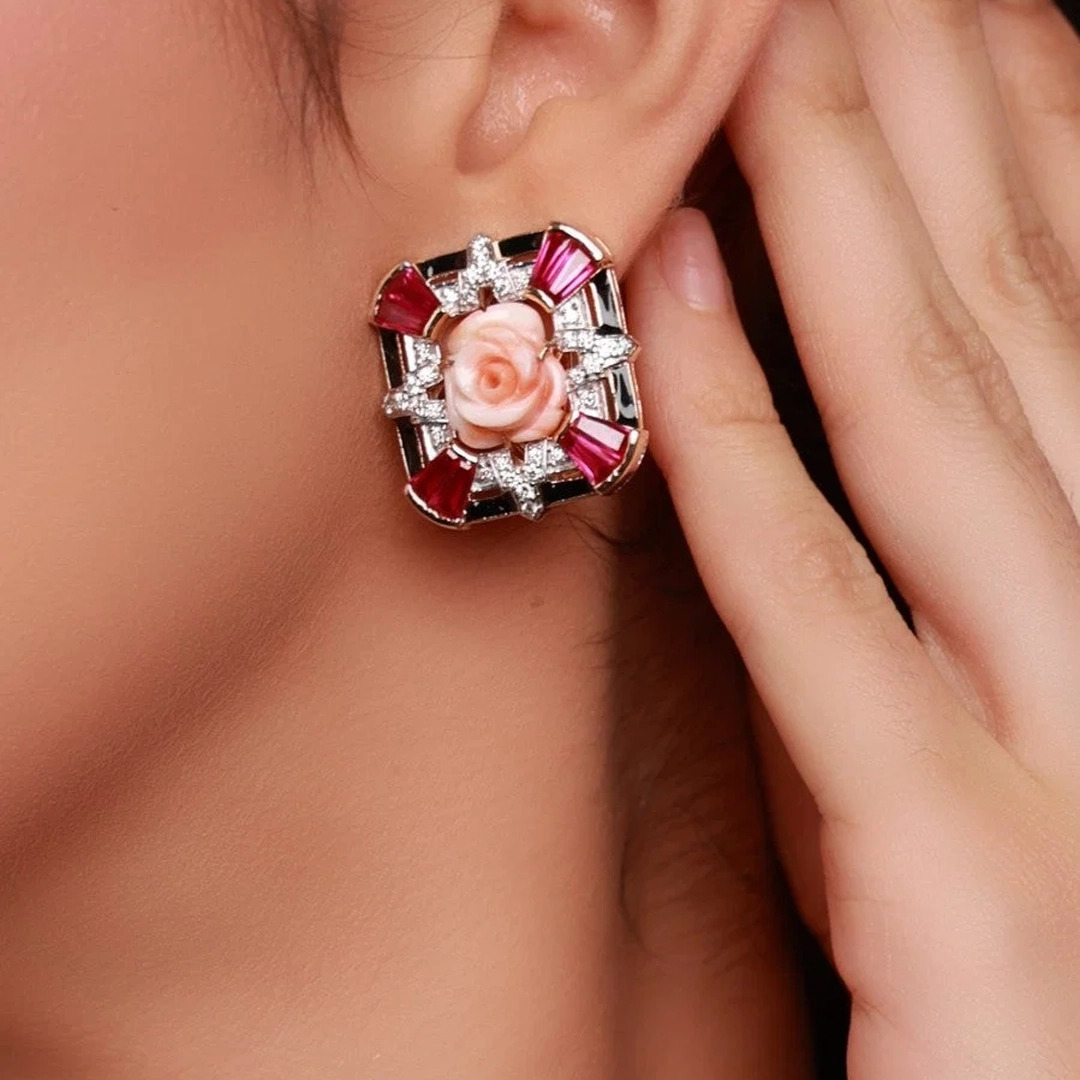 Geometric Earrings for Deep Pink Dresses