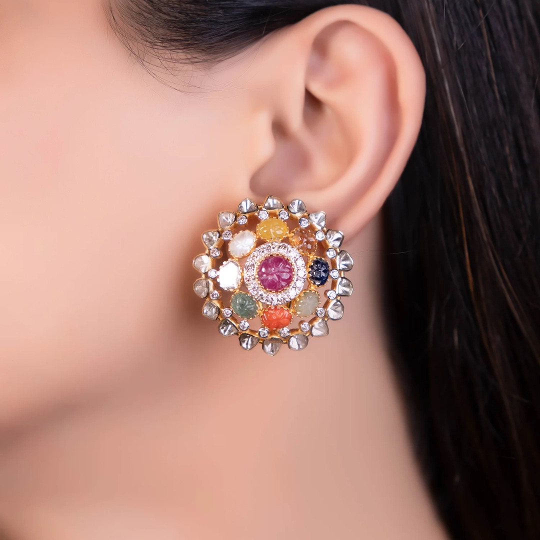 Multi-Coloured Gemstone Earrings for Pastel Pink Dresses